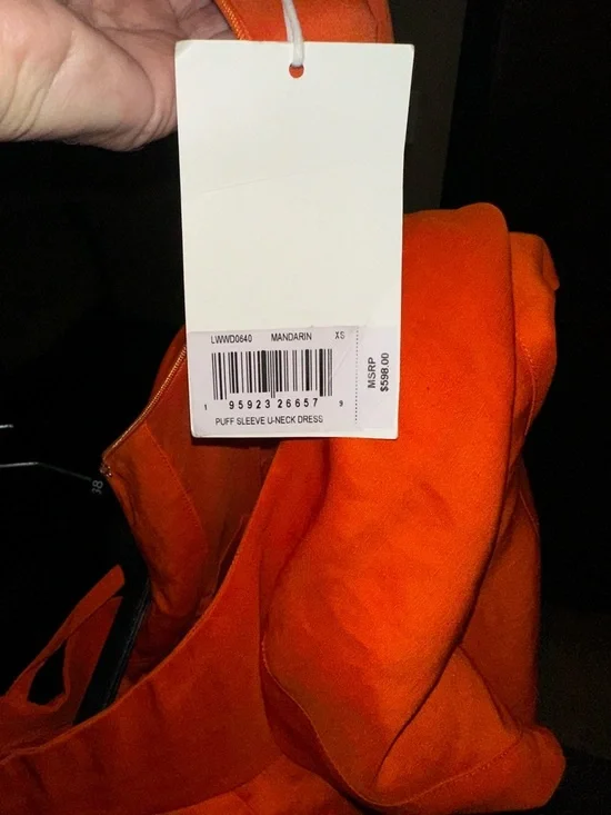 NWT Frame linen Orange Puff Sleeve Mini Dress size XS - Picture 5 of 8